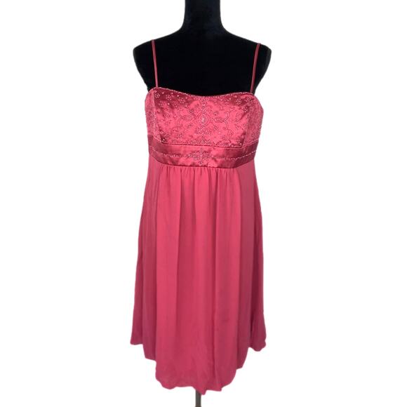 Pink Beaded Bodice Short Formal Prom Dress - Women's Size 12 - Picture 2 of 6